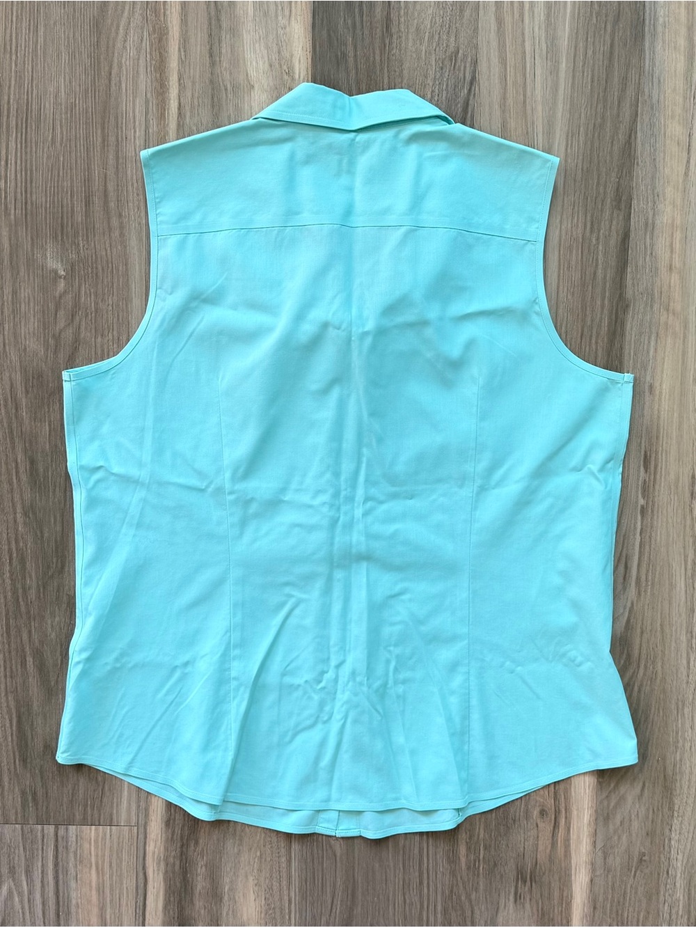Talbots Turquoise Wrinkle-Resistant Button-Down Sleeveless Shirt Size L - Picture 2 of 4